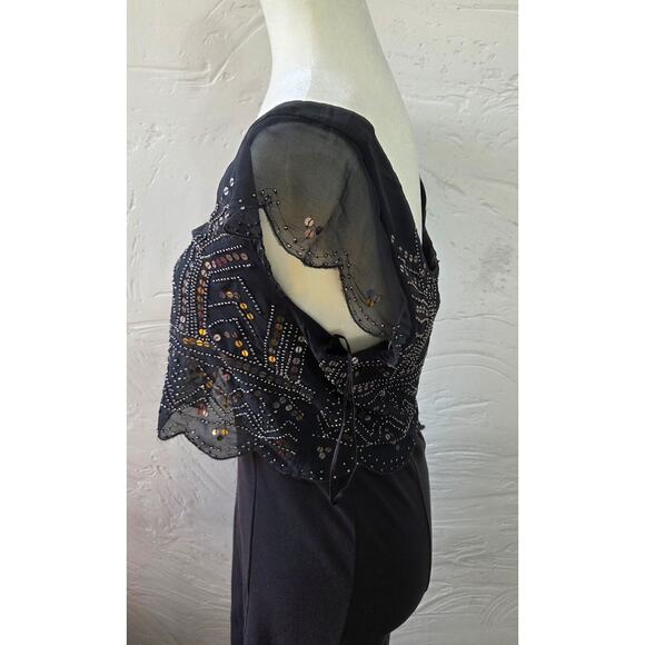 American Eagle Woman's M Grey Casual Mini Dress Beaded Sequin Scoop Sleeveless - Picture 3 of 8